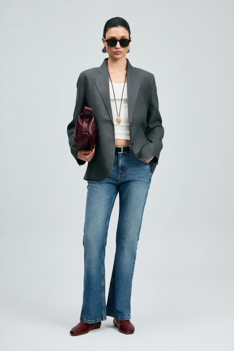Amber Kadın Denim Bootcut Fıt- Yüksek Bel Mavi - LUFIAN