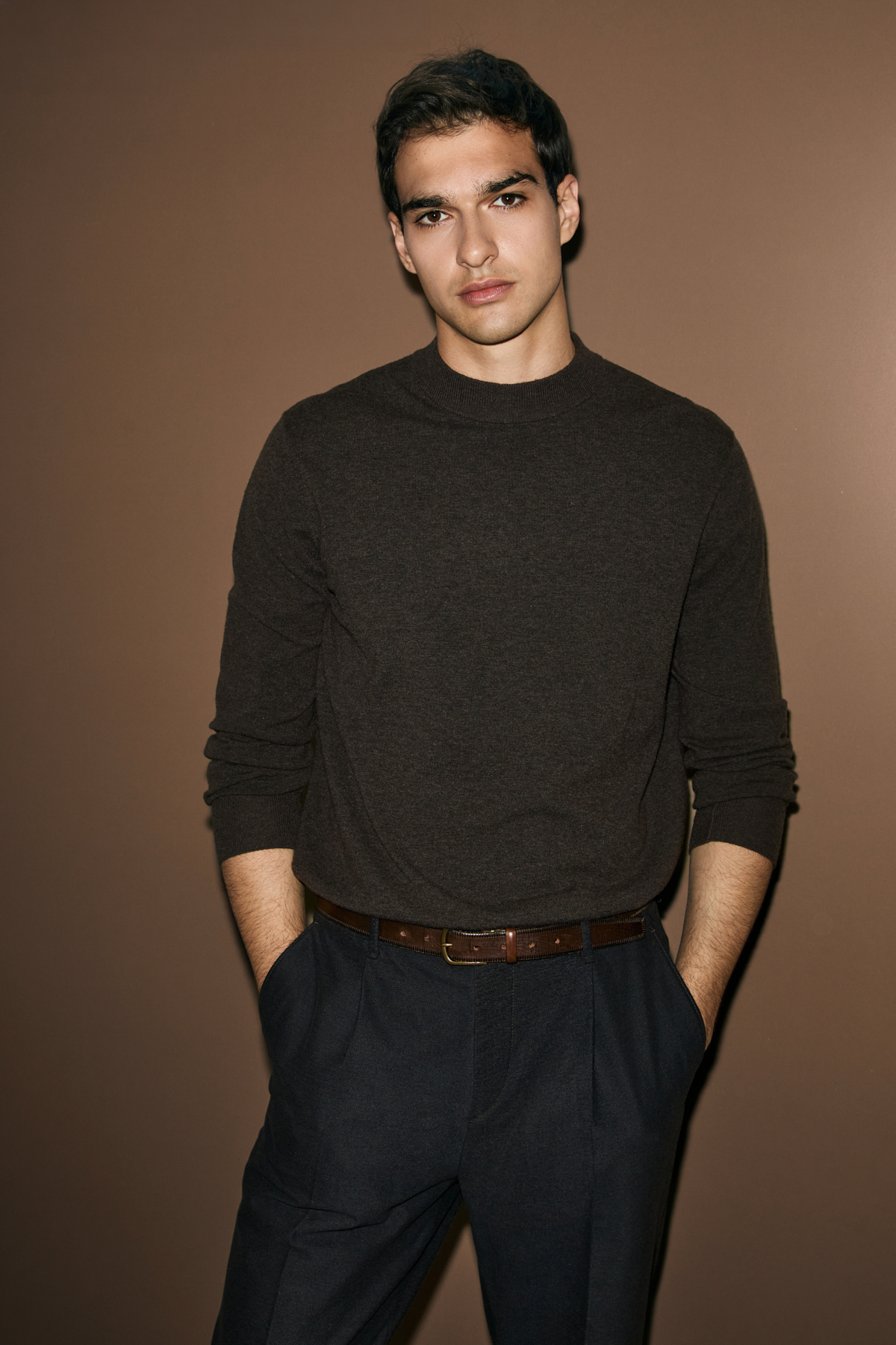Armın Yün Karışımlı Bisiklet Yaka Triko Kazak Kahverengi - Lufian