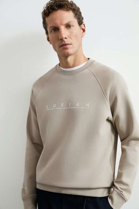 Cooper Erkek Sweatshirt Bej - LUFIAN