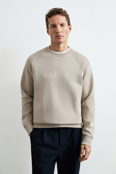 Cooper Erkek Sweatshirt Bej - LUFIAN