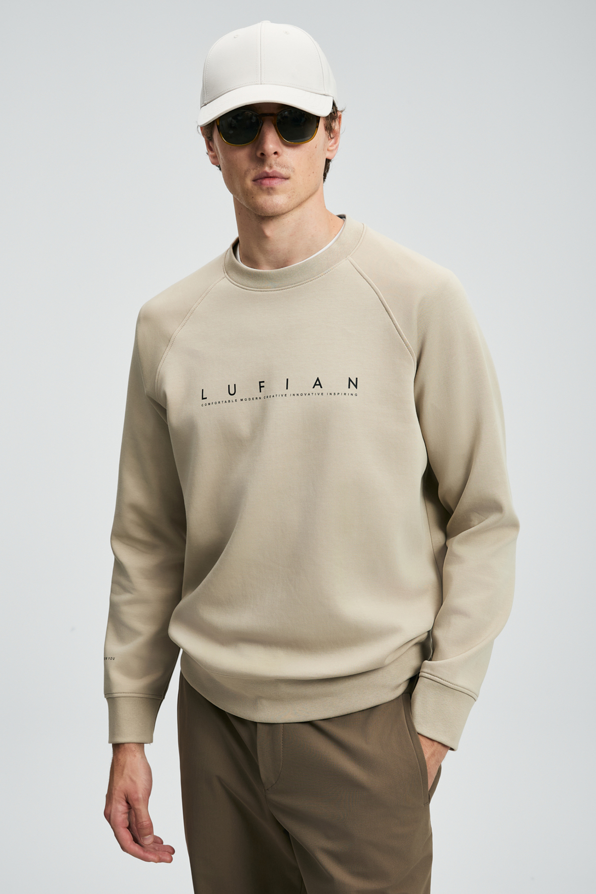 Cooper Erkek Sweatshirt Bej - Lufian