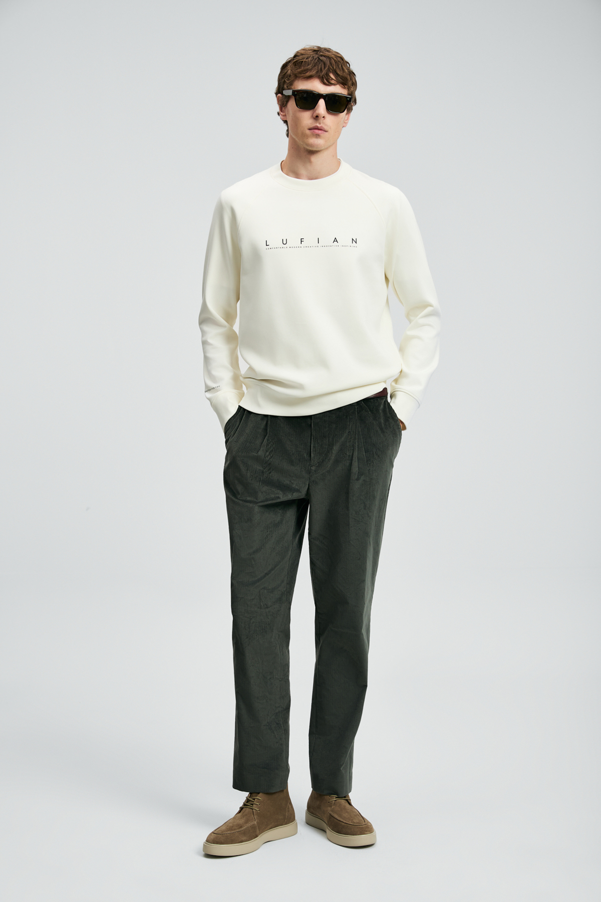 Cooper Erkek Sweatshirt Kırık Beyaz - Lufian