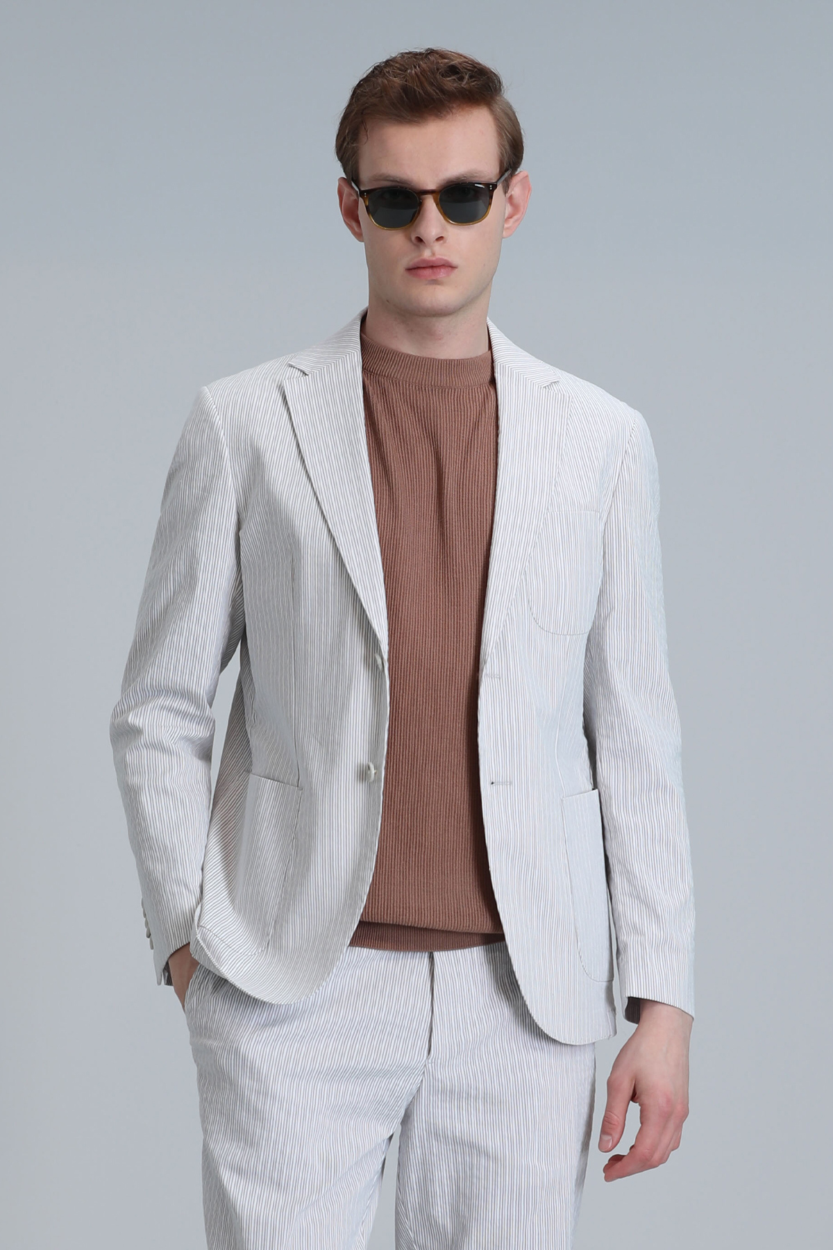 Cosby Spor Erkek Blazer Ceket Slim Fit Bej - LUFIAN