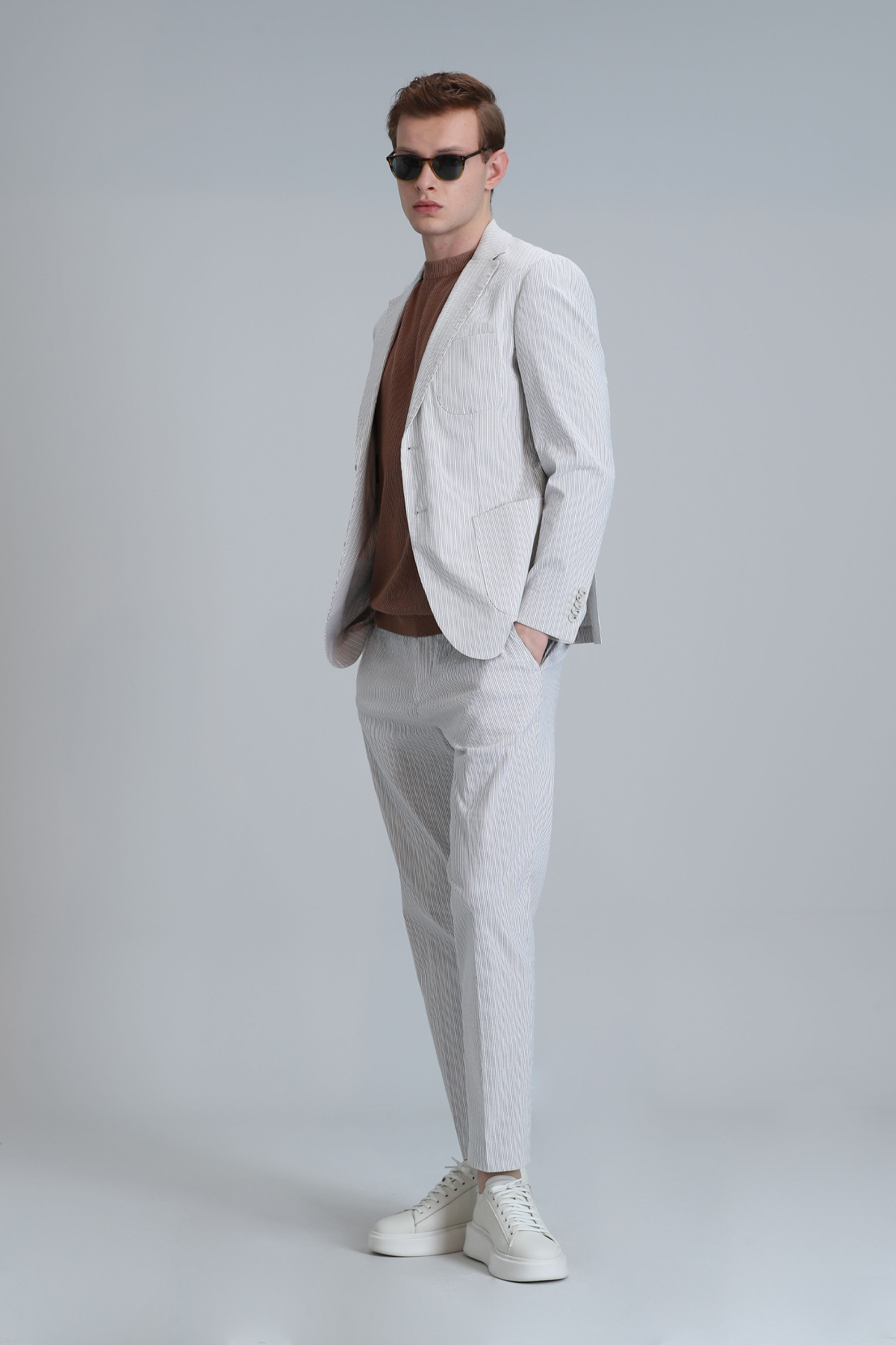 Cosby Spor Erkek Blazer Ceket Slim Fit Bej - LUFIAN