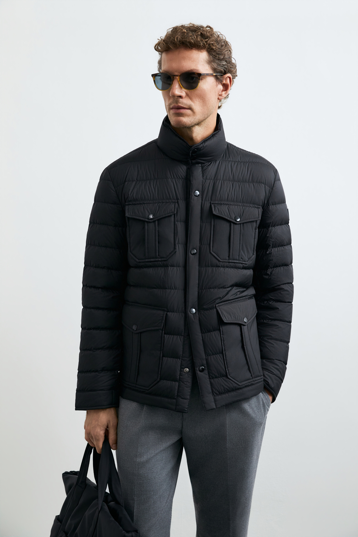 Danıel Erkek Çıtçıtlı Kaz Tüyü Şişme Mont Siyah - Lufian