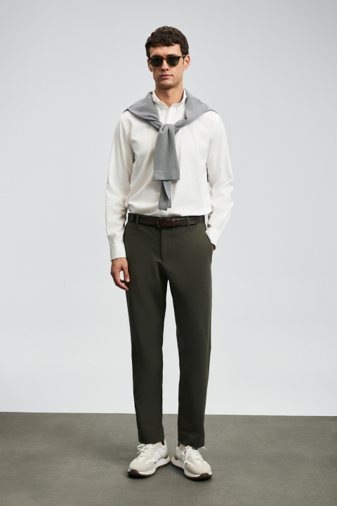 Daren Smart Erkek Chino Pantolon Slim Fit Haki - LUFIAN
