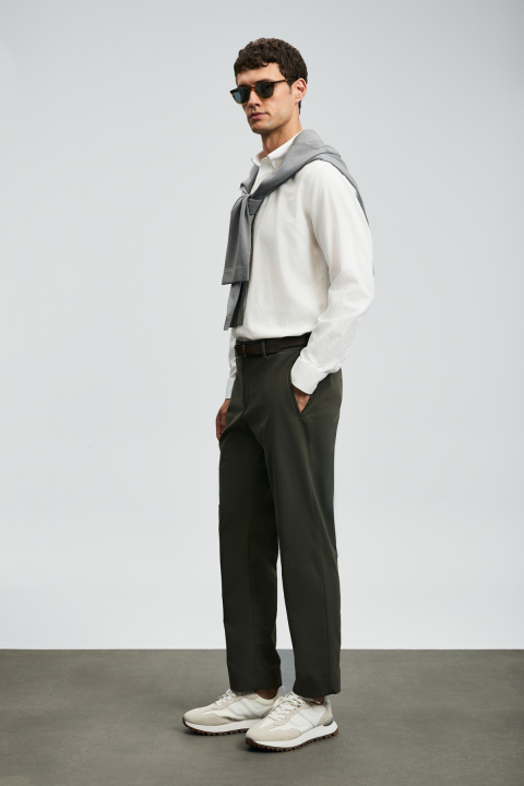 Daren Smart Erkek Chino Pantolon Slim Fit Haki - LUFIAN