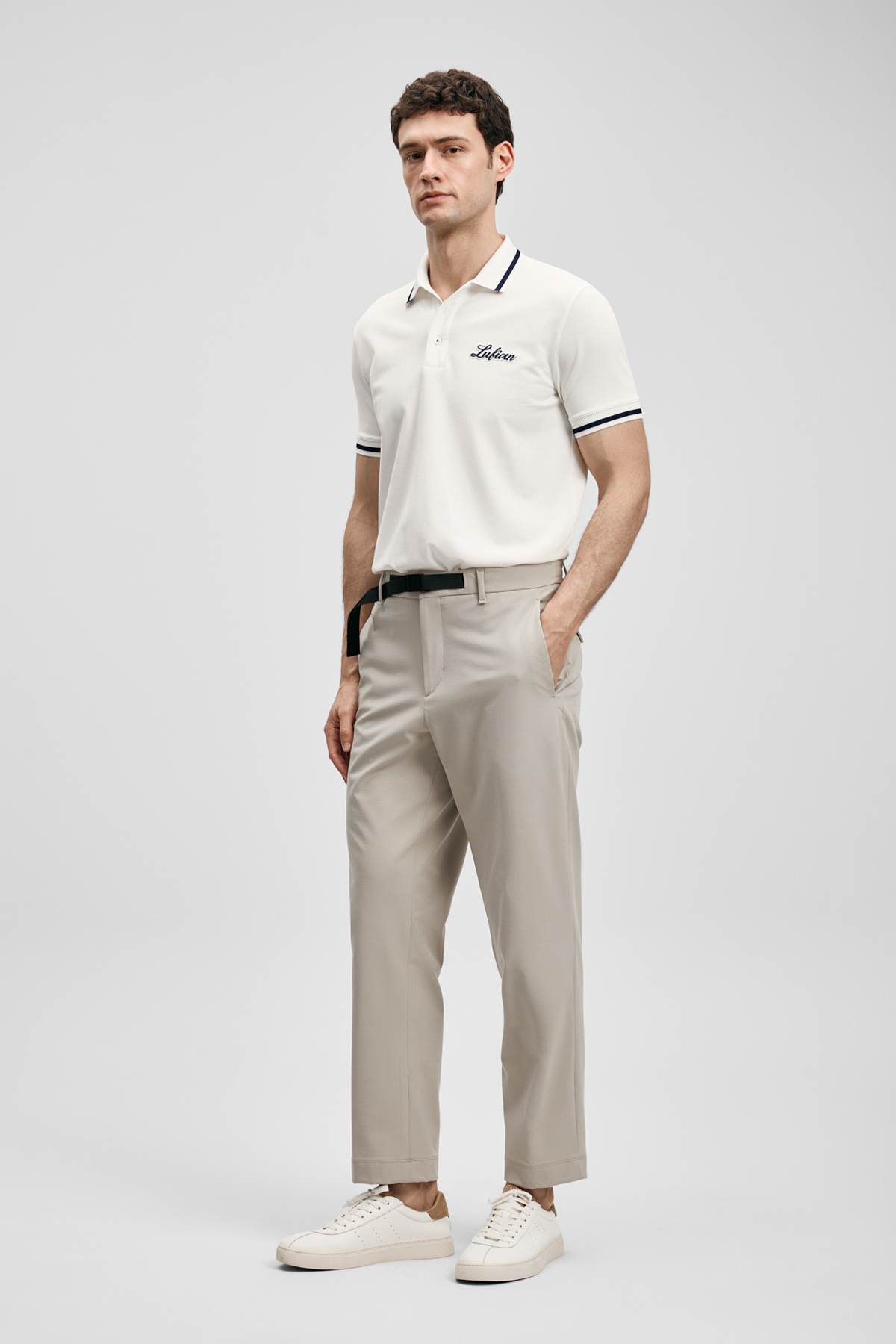 Artos Schickes Herren-Polo-T-Shirt in Off-White - LUFIAN