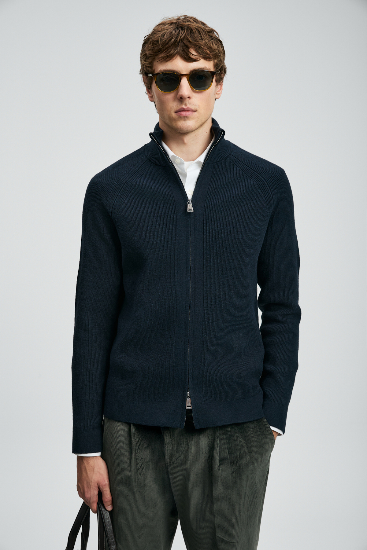 Amber Herren-Cardigan Navy Blue - LUFIAN