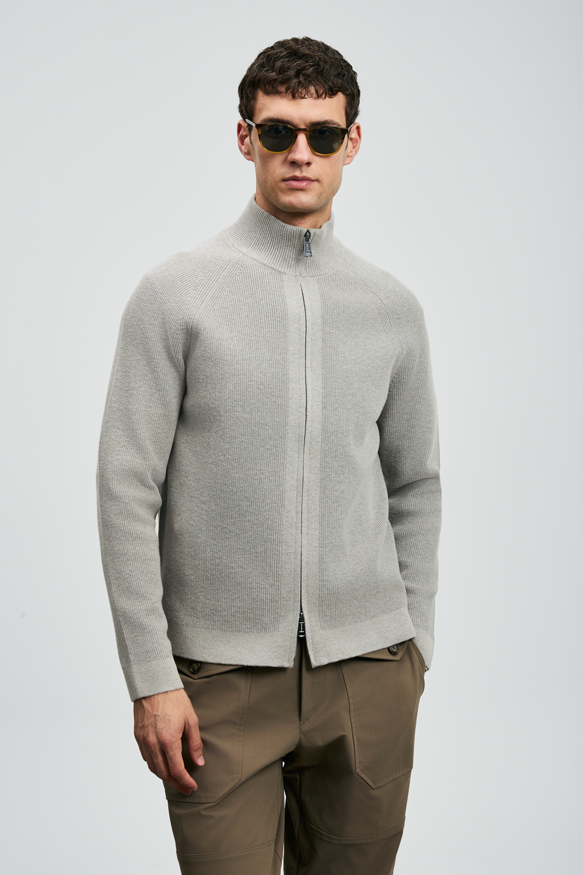 Amber Herren-Cardigan Nerz - LUFIAN