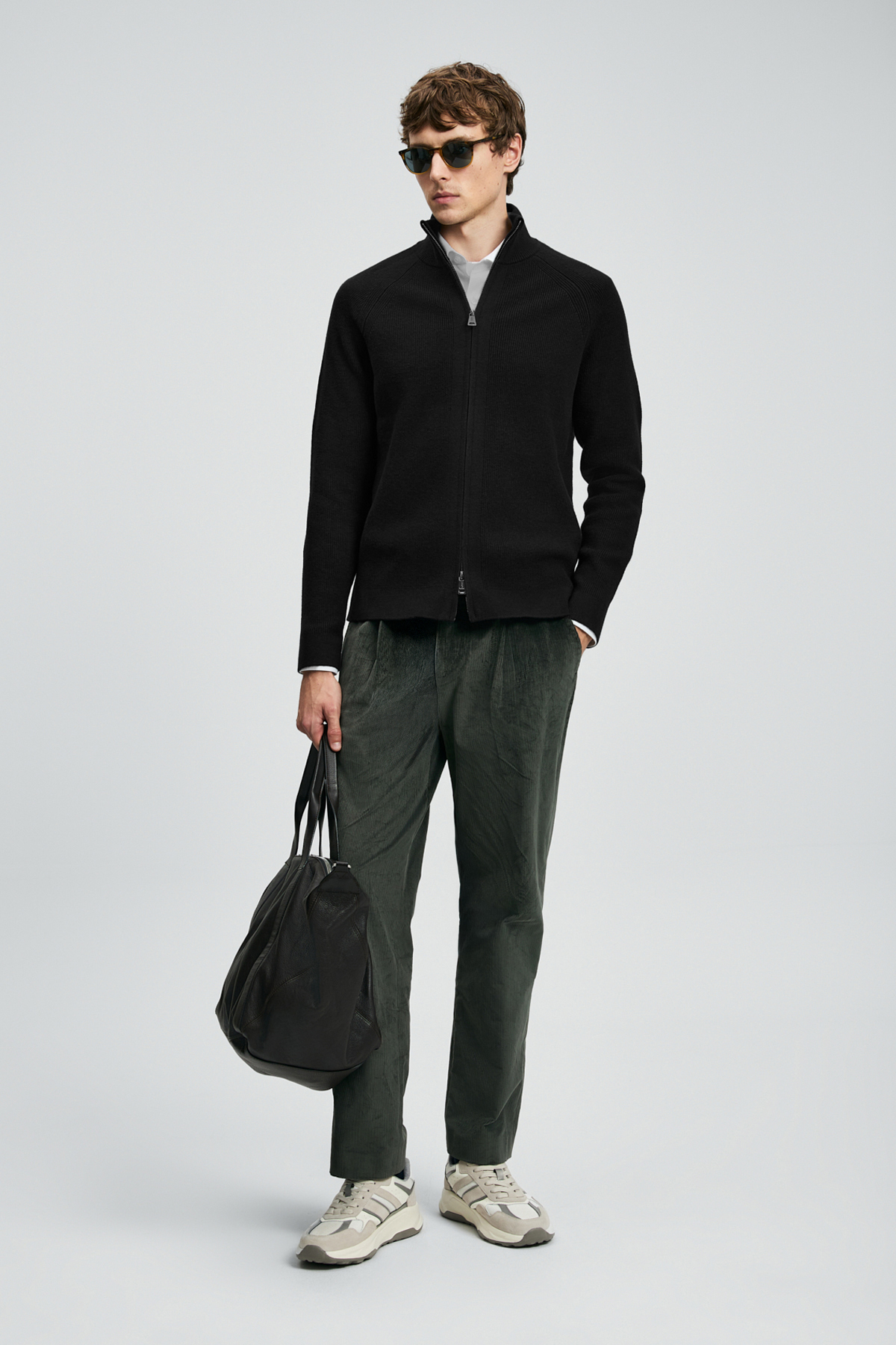 Amber Herren-Cardigan Schwarz - LUFIAN