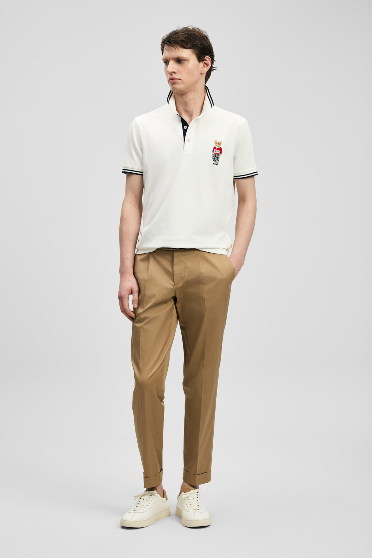 Brady Schickes Herren-Polo-T-Shirt in Off-White - LUFIAN