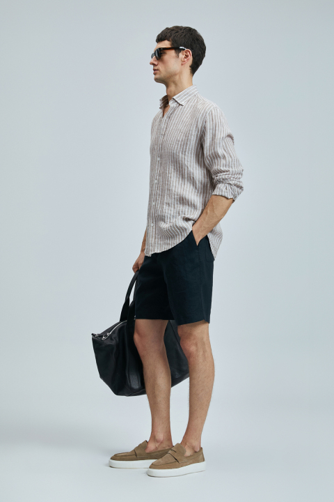 Peler Sport Herren-Chino-Shorts Slim Fit Schwarz - LUFIAN