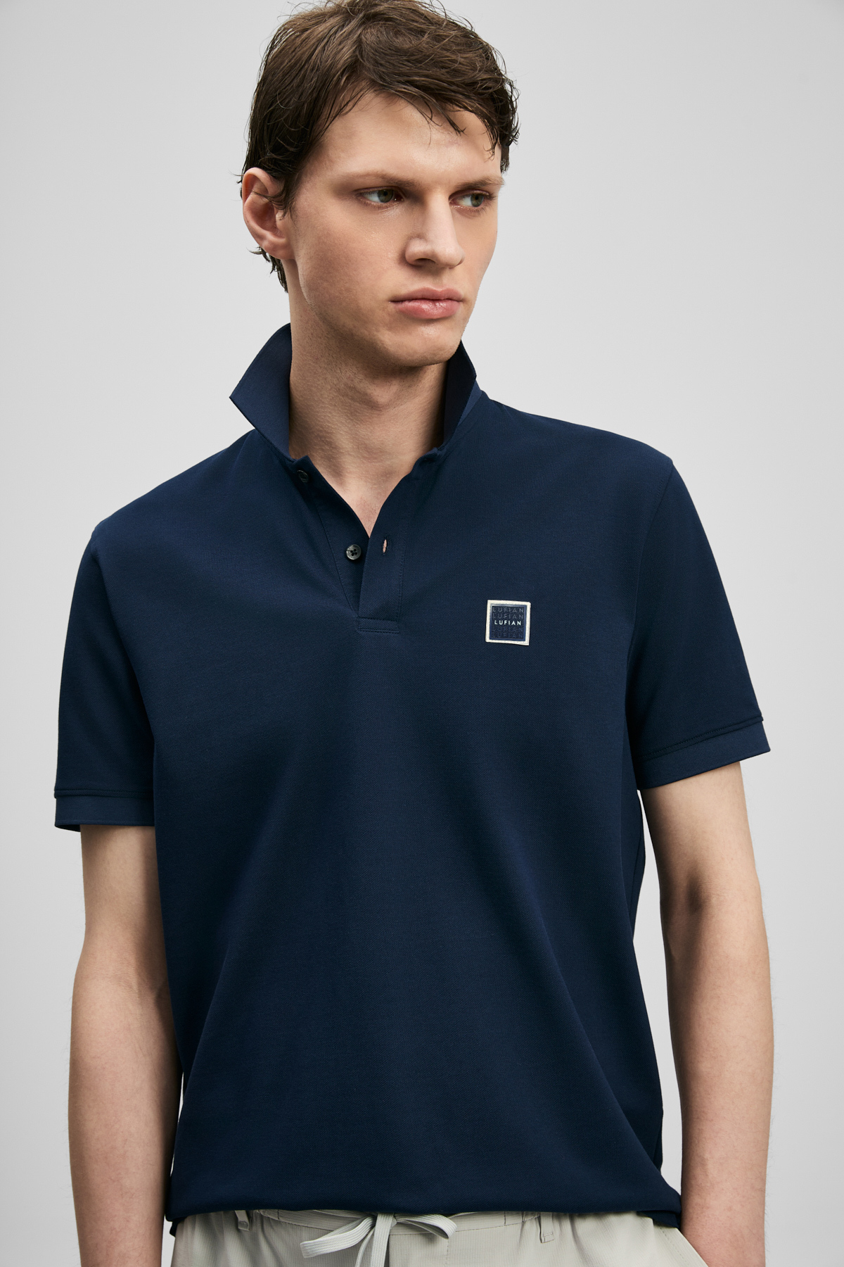 Carter Smartes Herren-Polo-T-Shirt in Marineblau - LUFIAN