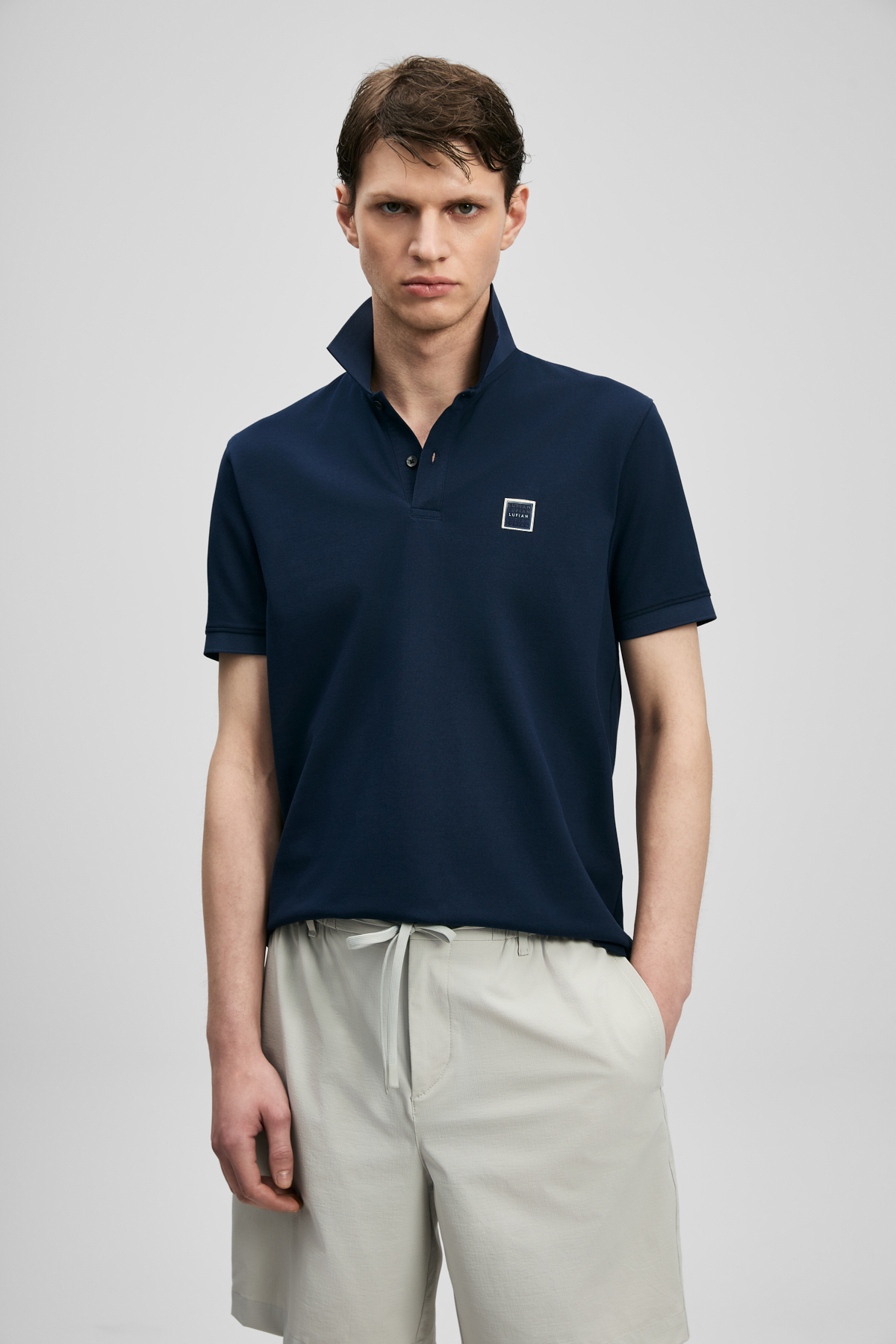 Carter Smartes Herren-Polo-T-Shirt in Marineblau - LUFIAN