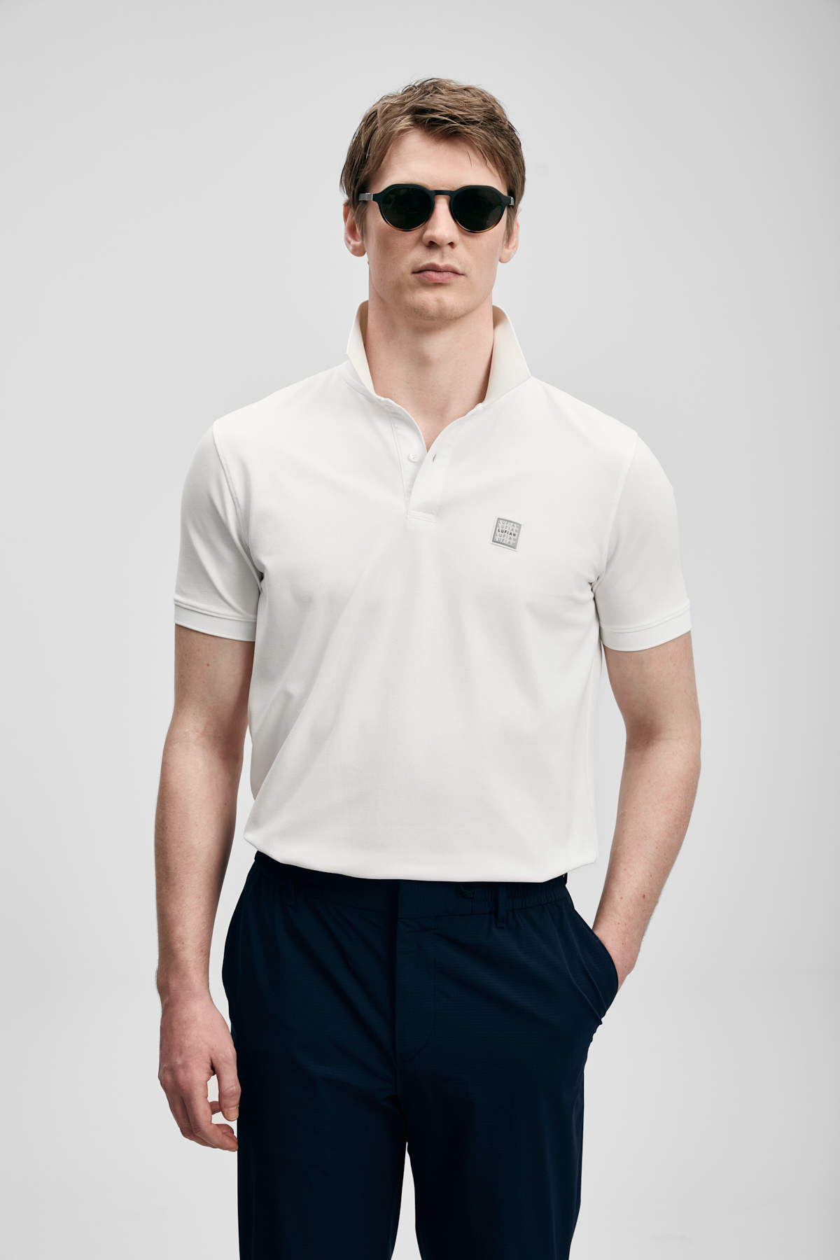 Carter Schickes Herren-Polo-T-Shirt in Off-White - LUFIAN