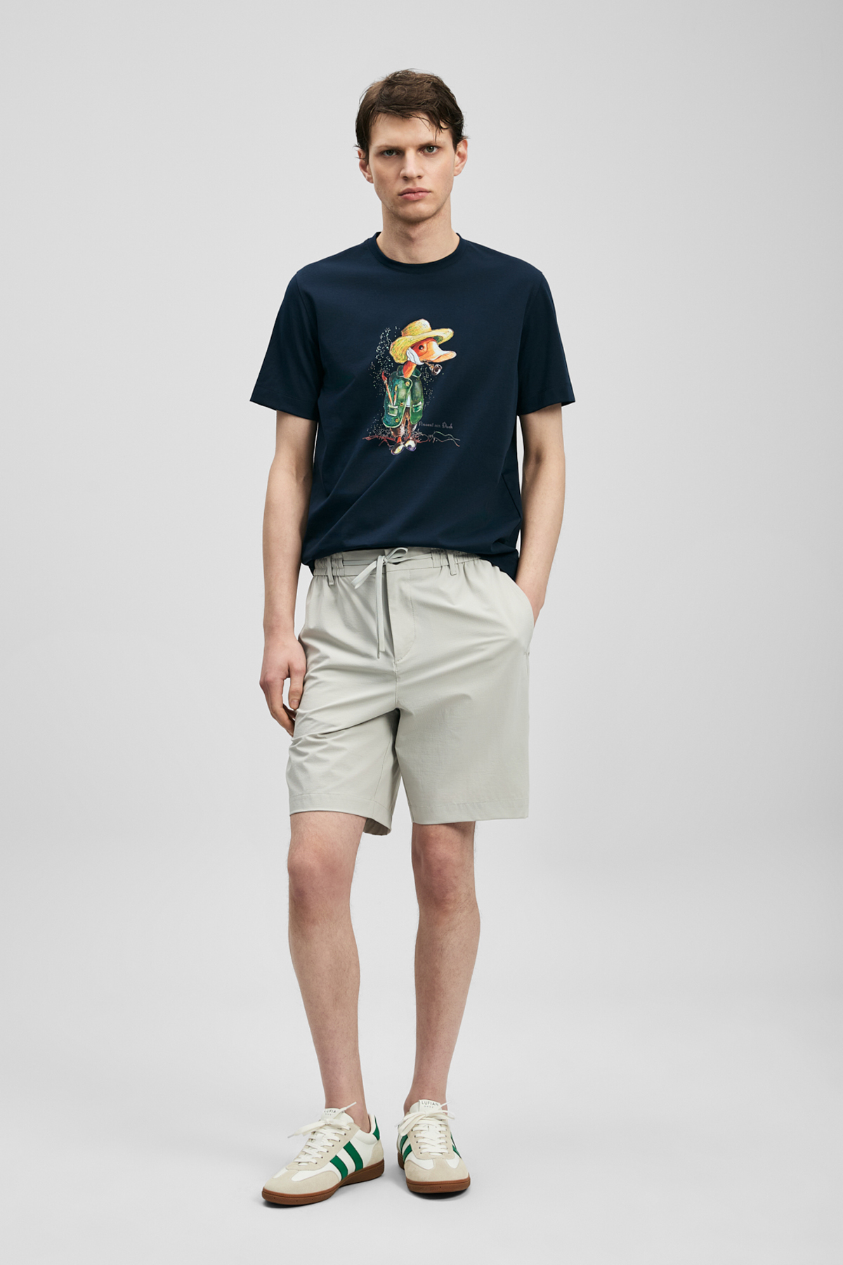 Duck Modernes Grafik-T-Shirt in Marineblau - LUFIAN