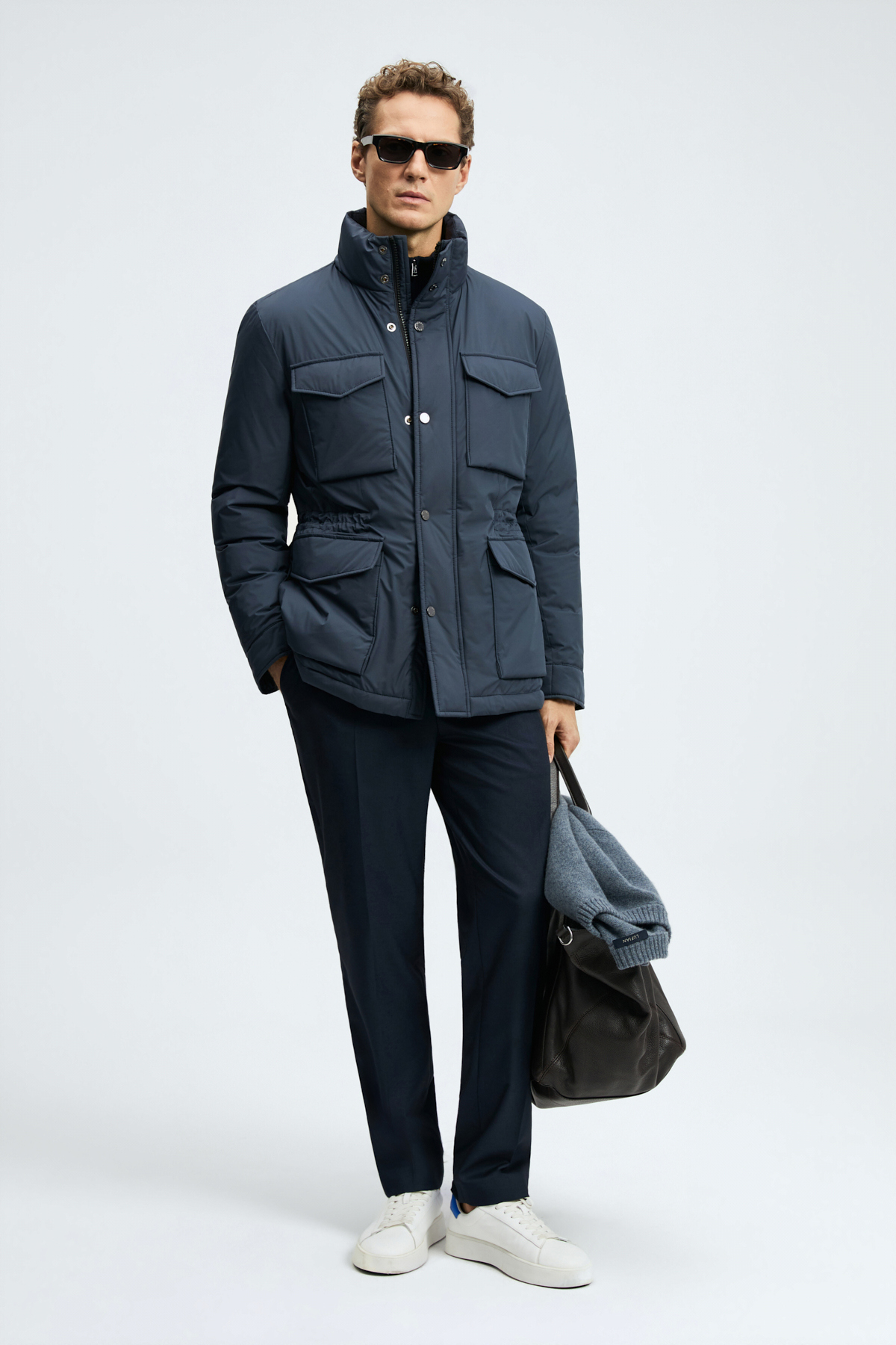 Edgar Goose Feather Male Coat Navy - Lufian