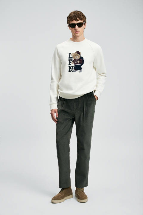 Federıc Samt-Chino-Hosen für Herren Comfort Fit Khaki - LUFIAN