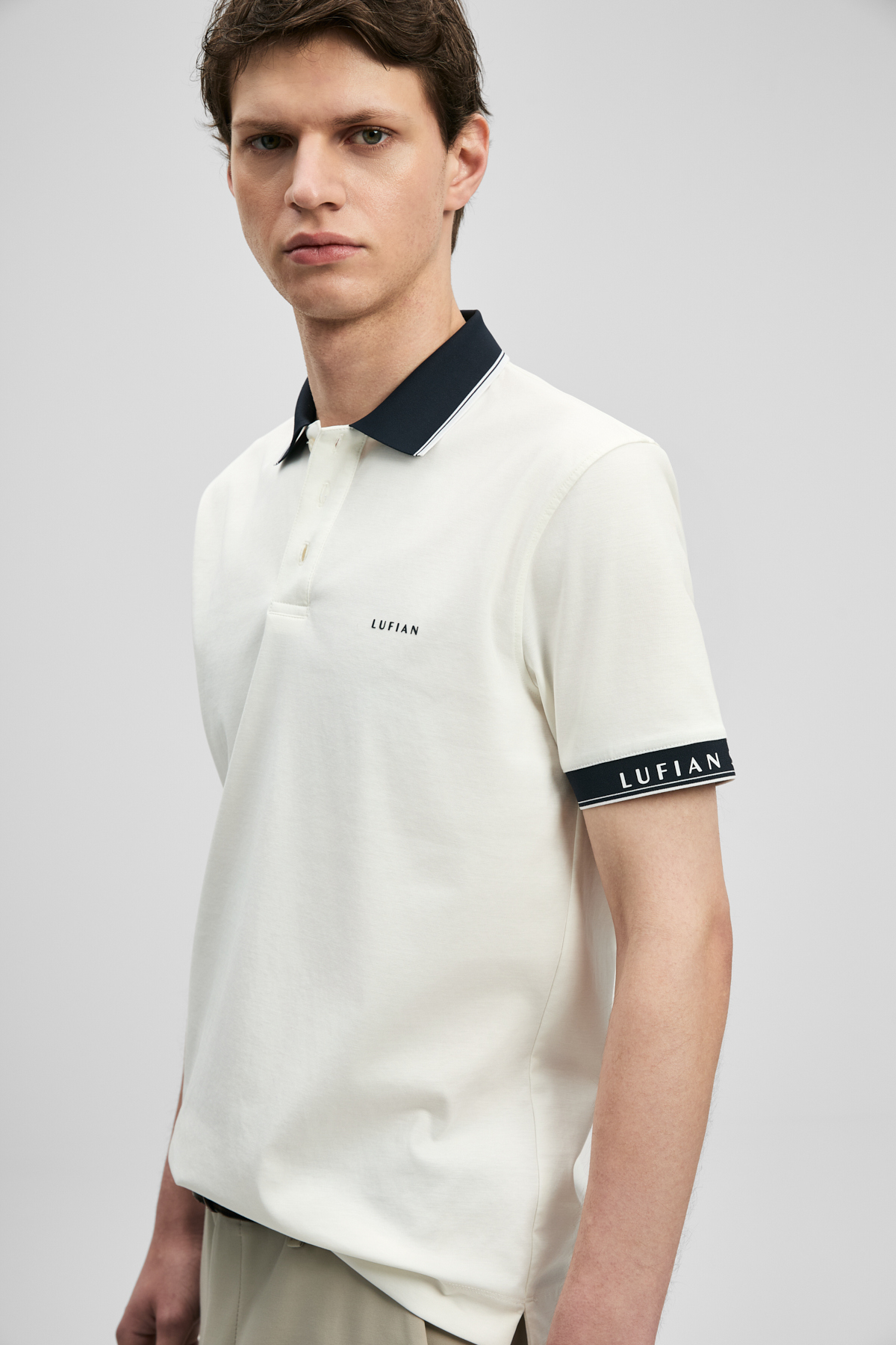 Hold Schickes Herren-Polo-T-Shirt in Off-White - LUFIAN