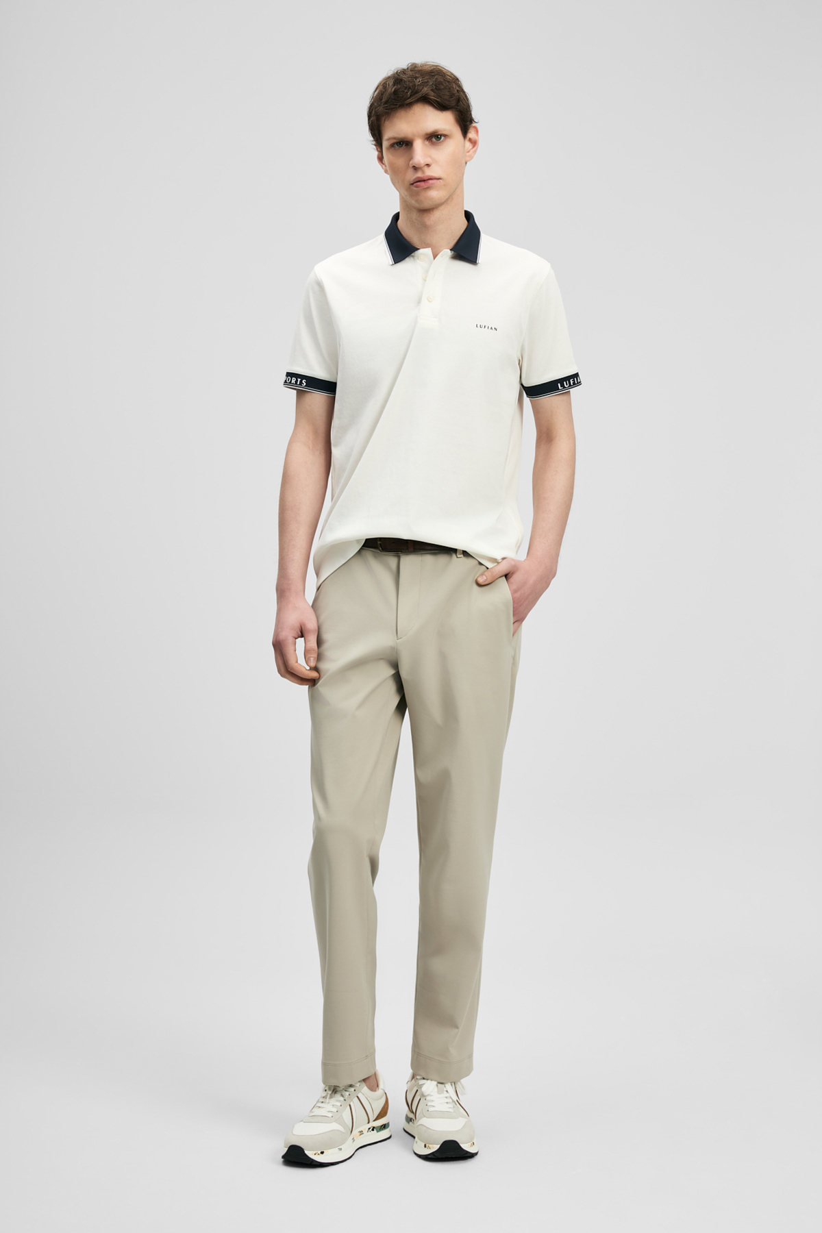 Hold Schickes Herren-Polo-T-Shirt in Off-White - LUFIAN