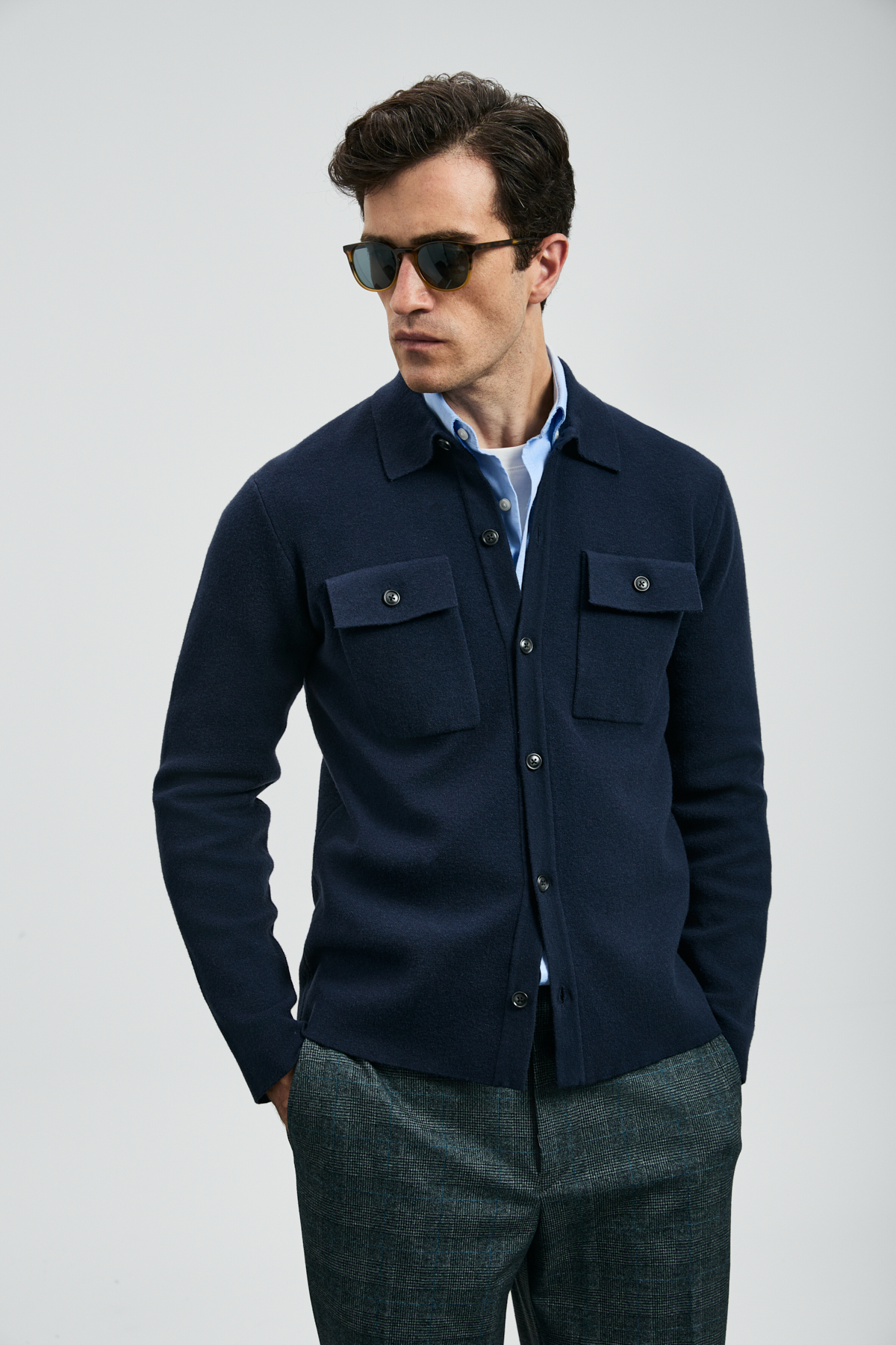 Igor Herren-Cardigan Navy Blue - LUFIAN