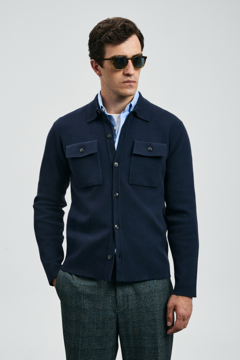 Igor Herren-Cardigan Navy Blue - LUFIAN