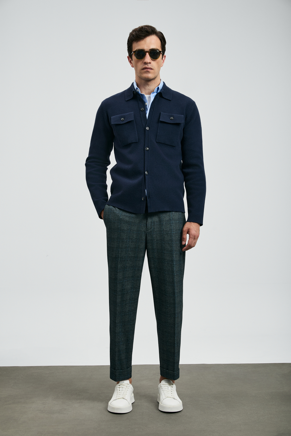 Igor Herren-Cardigan Navy Blue - LUFIAN