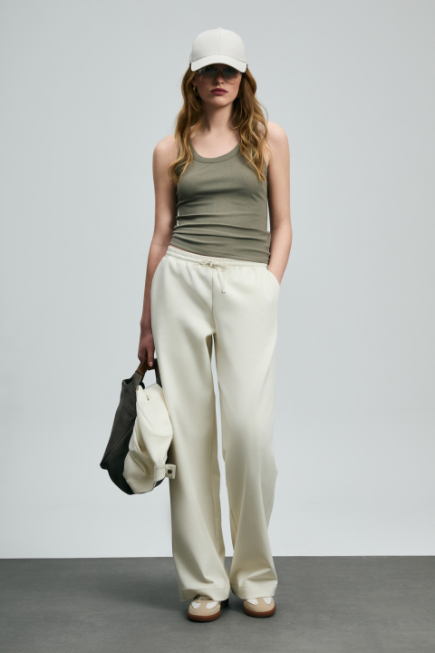 Jessy Gestrickte Damen-Jogginghosencreme - LUFIAN