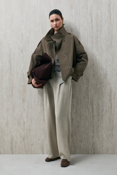 Kate Pinstriped Palazzo Pants Beige - LUFIAN