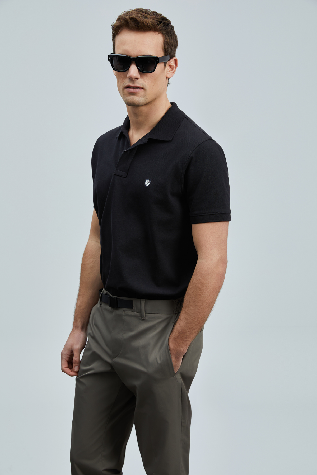 Laon Schickes Herren-Polo-T-Shirt Schwarz - LUFIAN