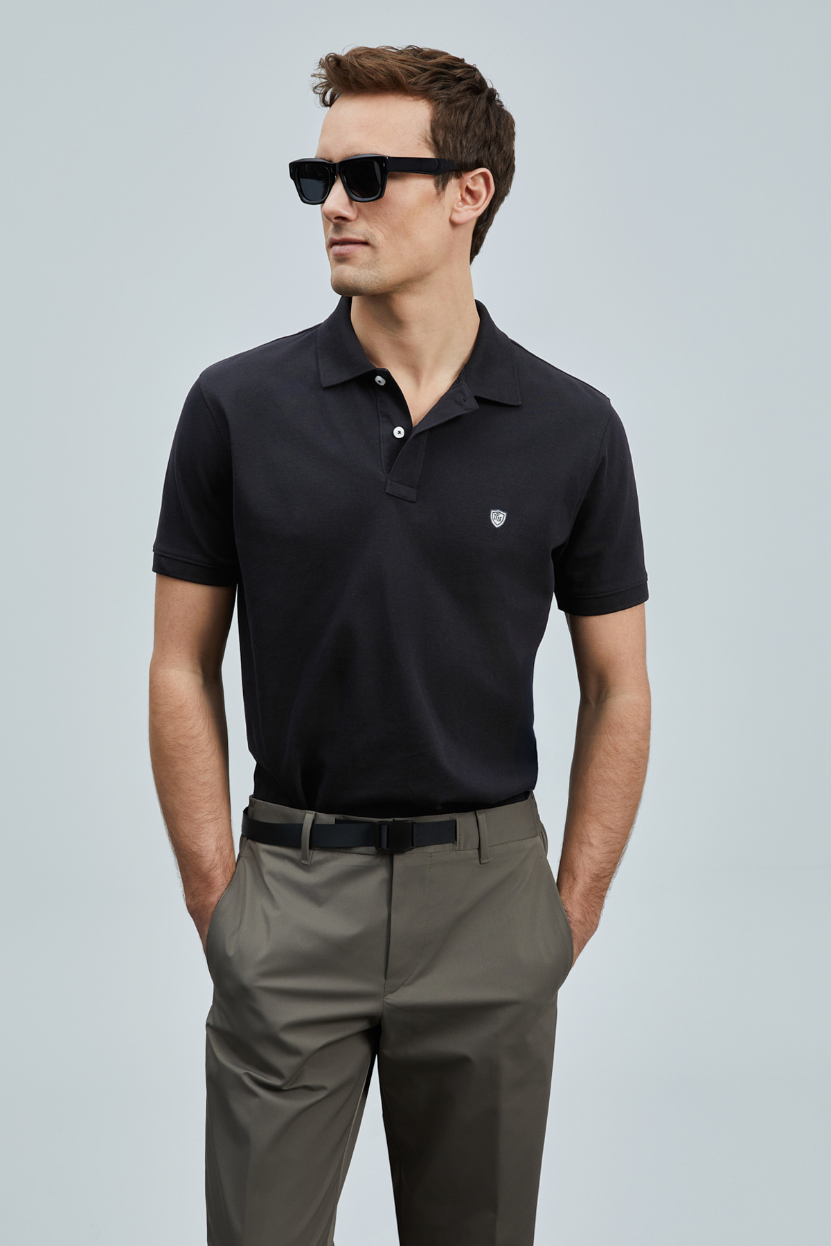 Laon Schickes Herren-Polo-T-Shirt Schwarz - LUFIAN