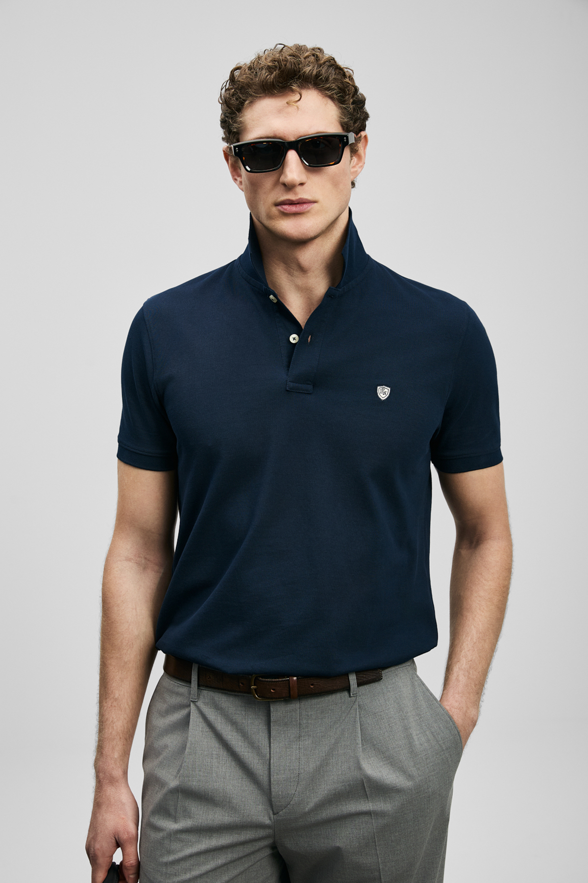 Laon Smartes Herren-Polo-T-Shirt in Marineblau - LUFIAN