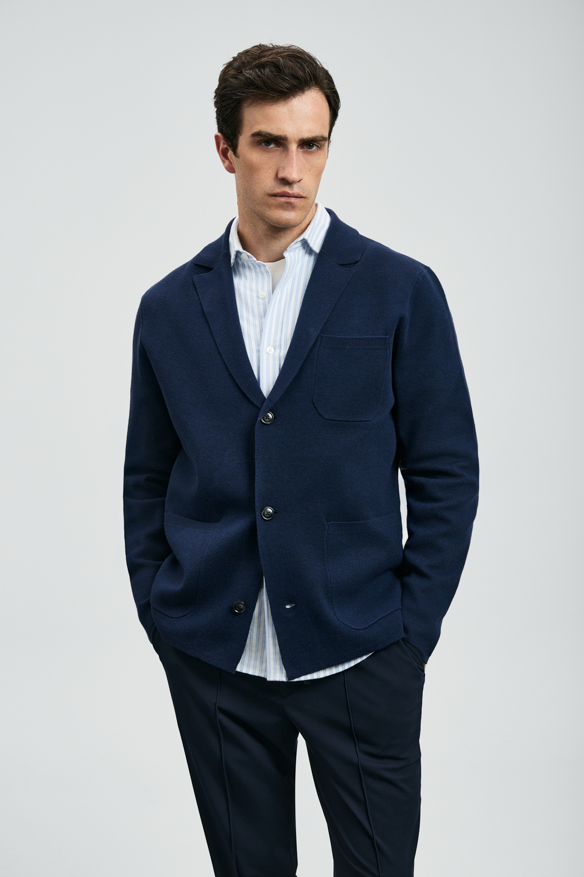 Mars Herren-Cardigan Navy Blue - LUFIAN