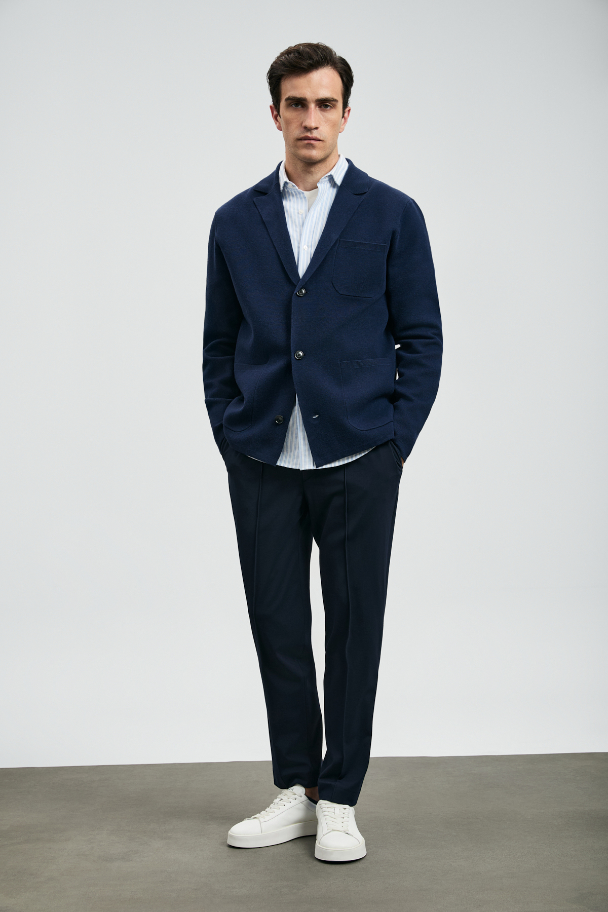 Mars Herren-Cardigan Navy Blue - LUFIAN