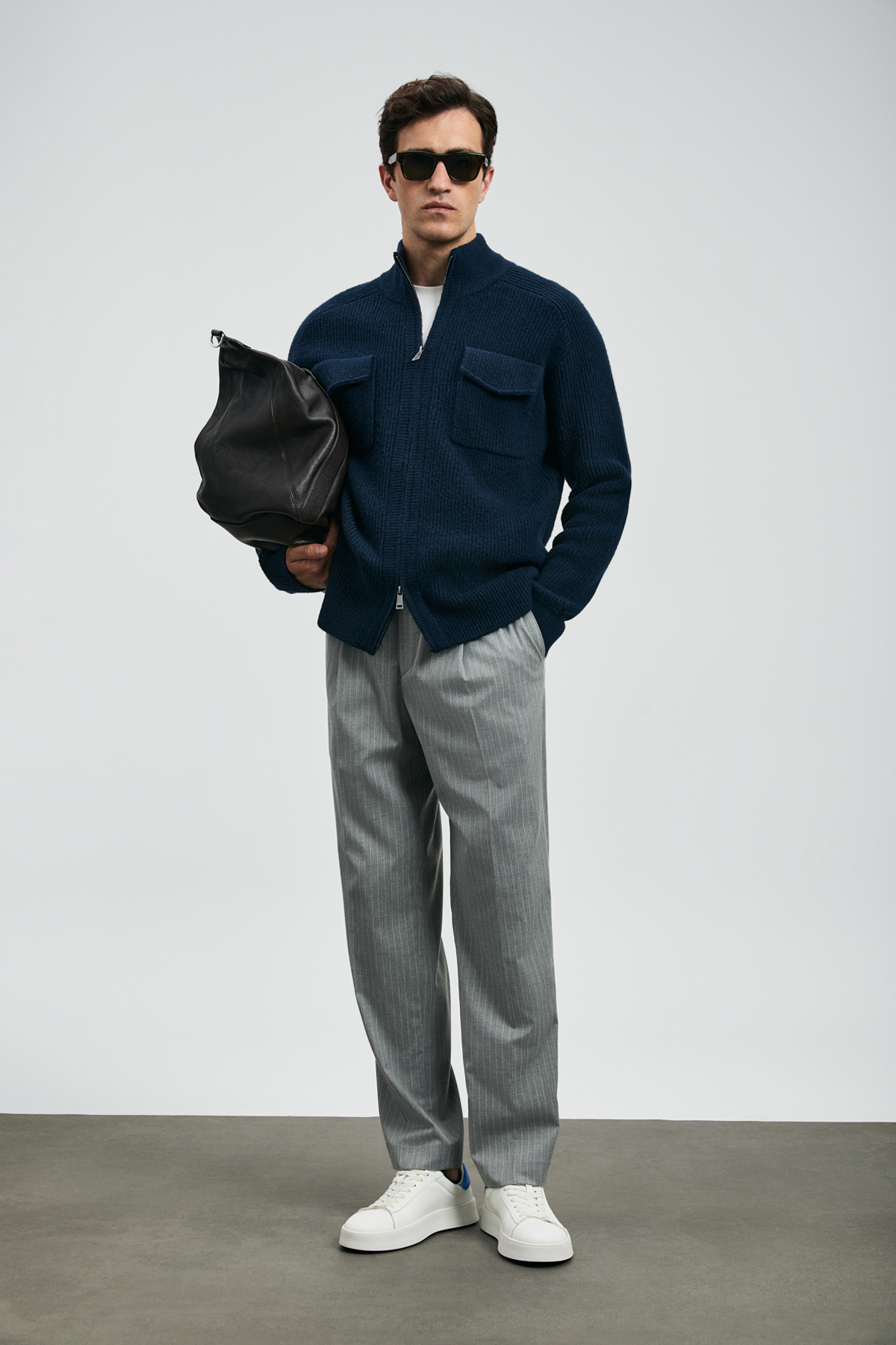 Ronald Herren-Cardigan Navy Blue - LUFIAN