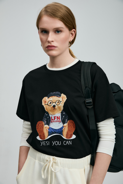 Ruby Damen-T-Shirt Schwarz - LUFIAN