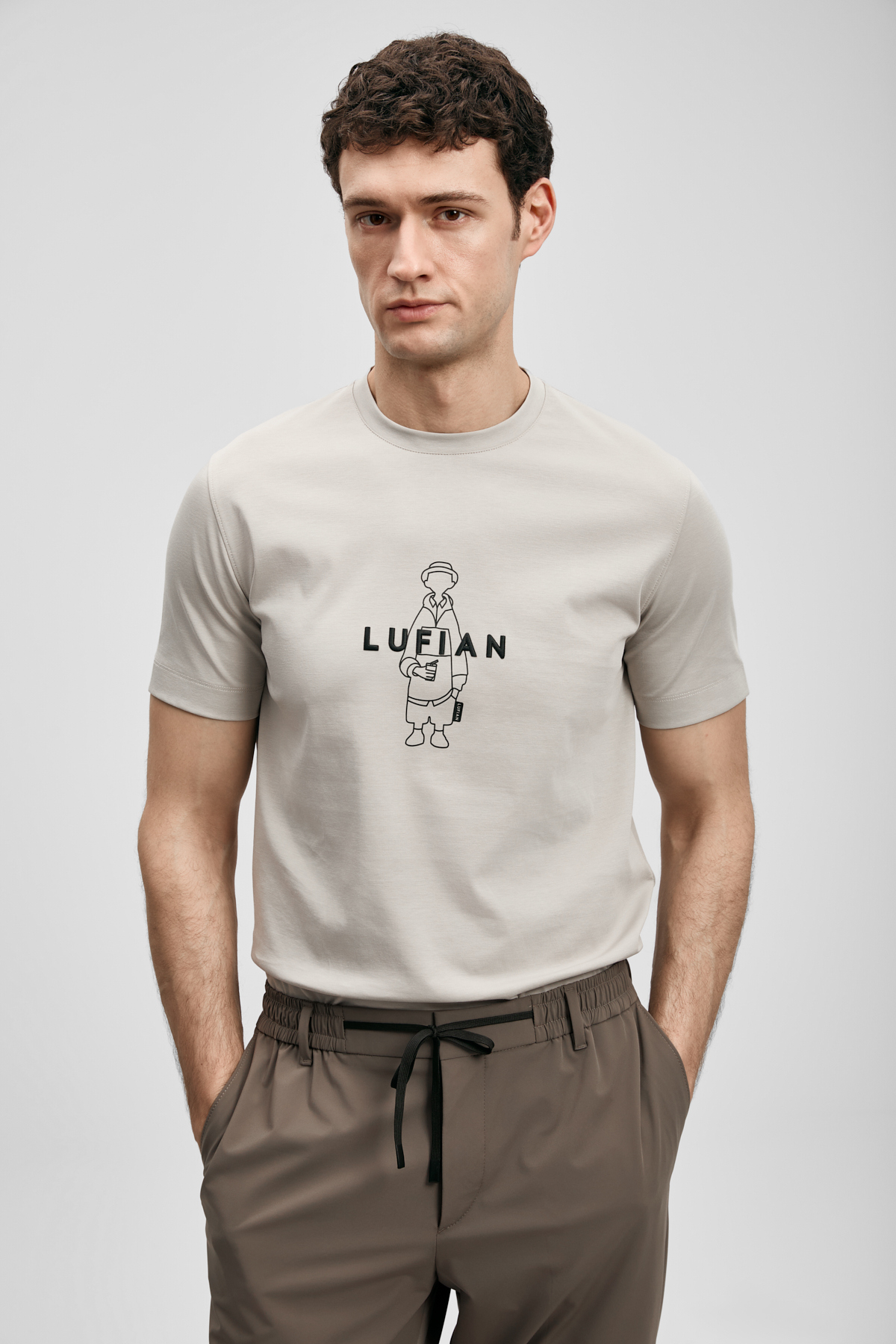 Sımbad Modern Graphic T-Shirt Stone - LUFIAN