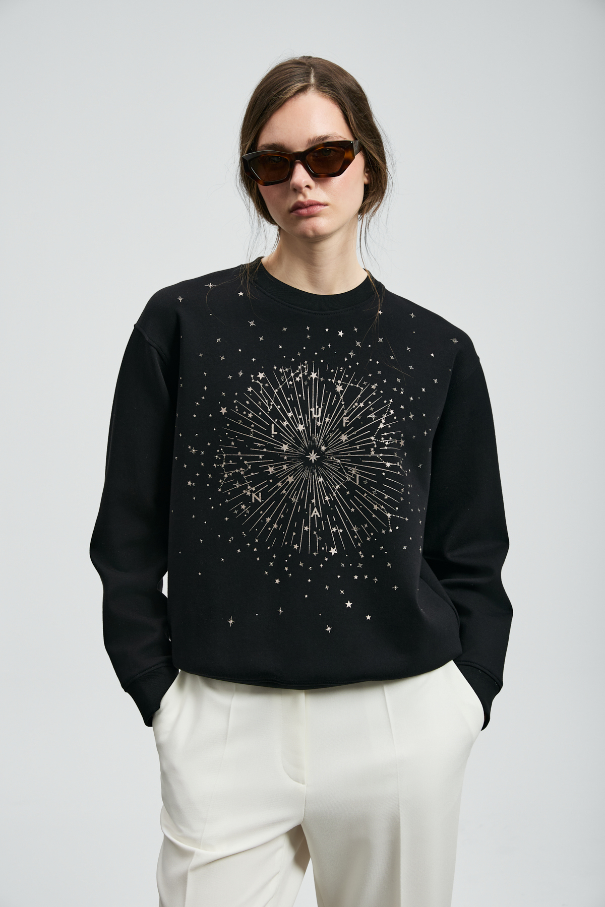 Star Damen-Strickpullover Schwarz - LUFIAN