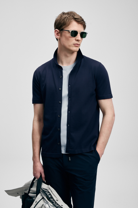 Vıctor Herren-Modal-Blend-Pullover in dunklem Marineblau - LUFIAN