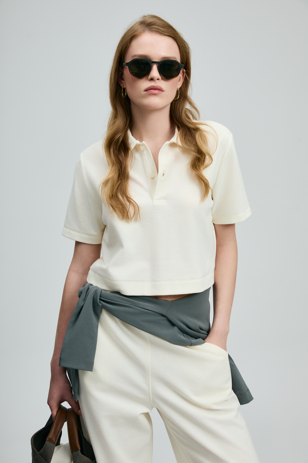 Narın Damen-Polo-T-Shirt in Off-White - LUFIAN