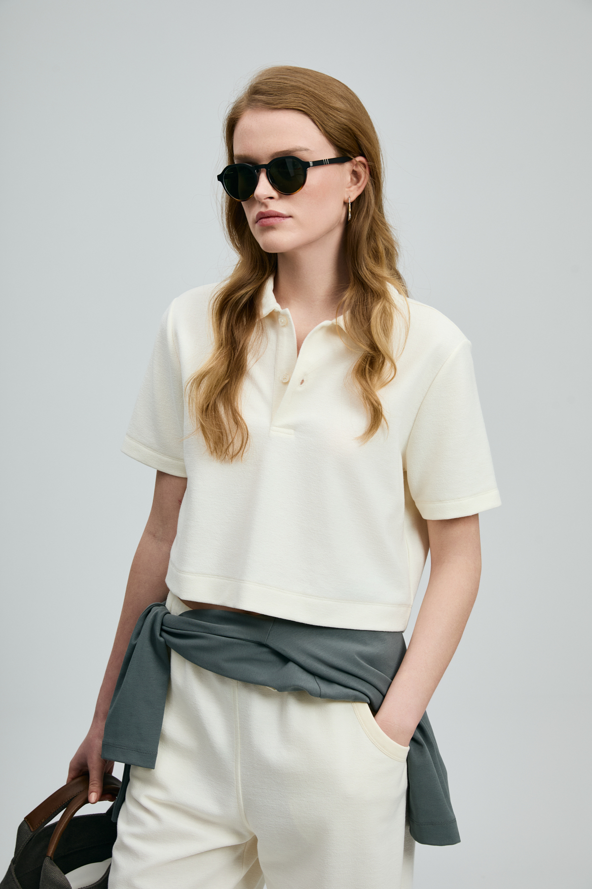 Narın Damen-Polo-T-Shirt in Off-White - LUFIAN