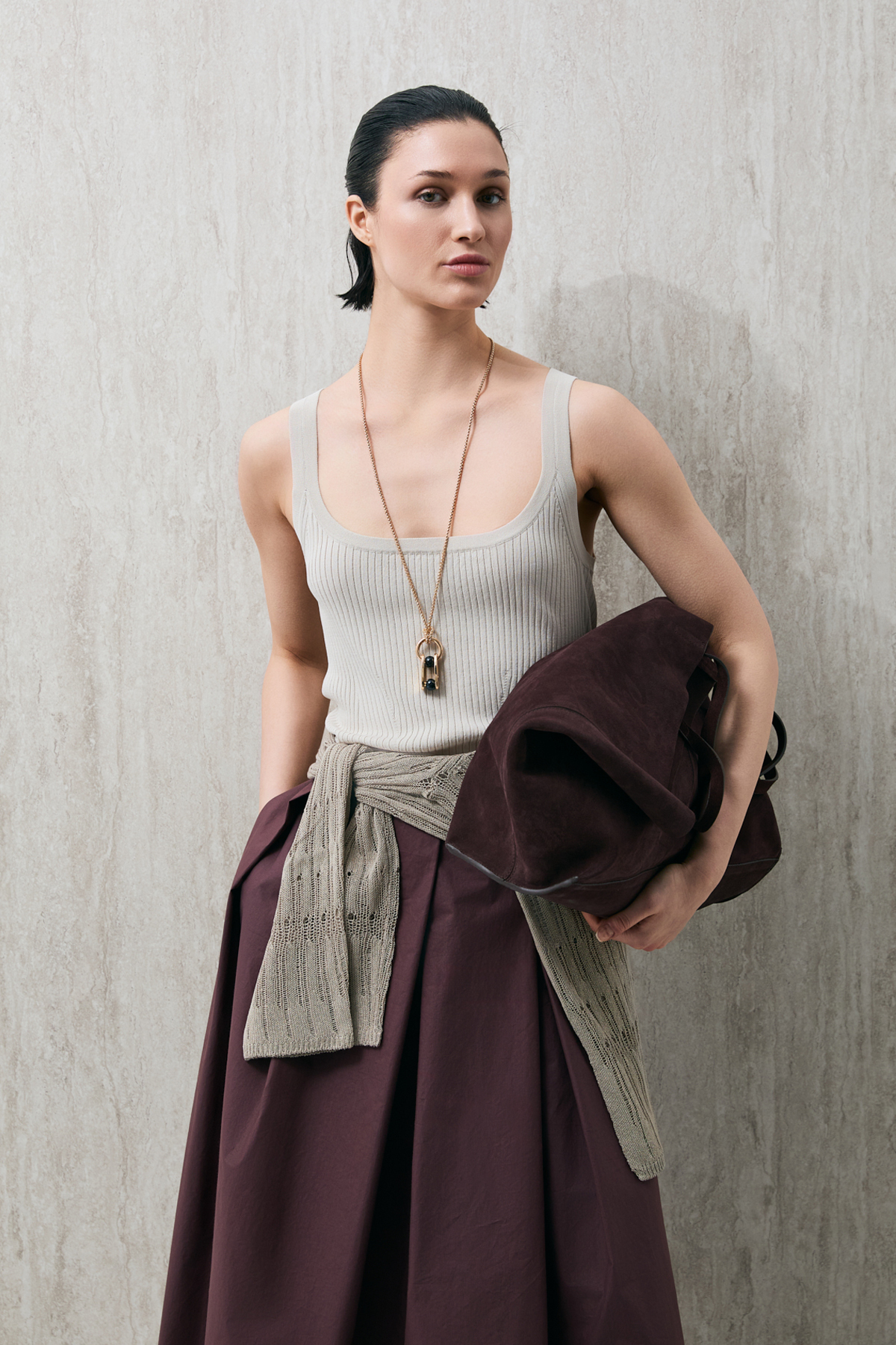 35% Acrylıc 27% Polyester 21%ptt 9% Nylon 6% Camel 2% Spandex Woman Knıtwear Tank Top Beıge - Lufian
