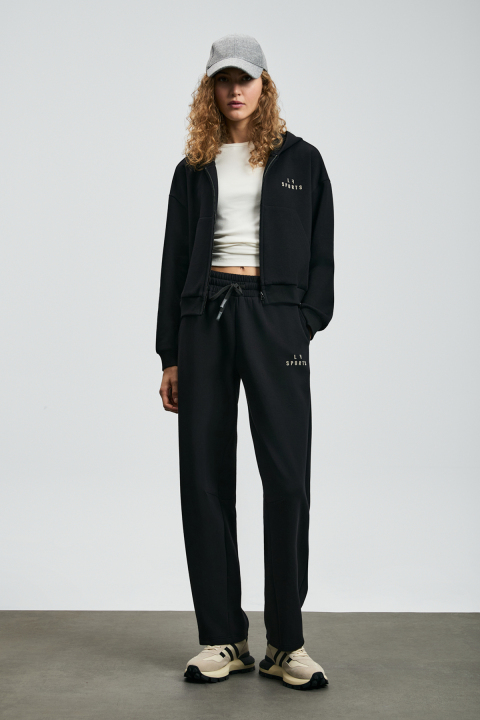 Cara Women's Knitted Sweatshirt Black - LUFIAN