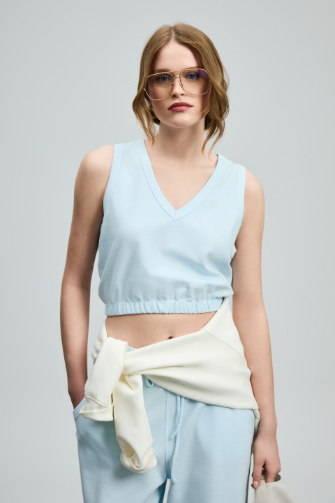 Karden Women's Knitted Undershirt Blue - LUFIAN