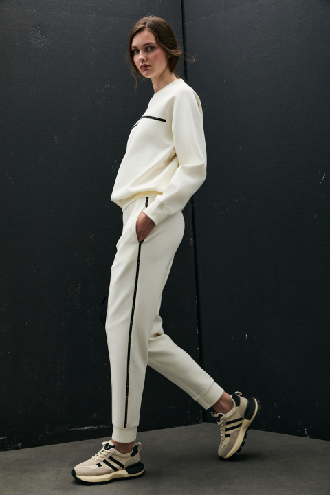 Cessıca Knitted Women's Sweatpants Off White - LUFIAN