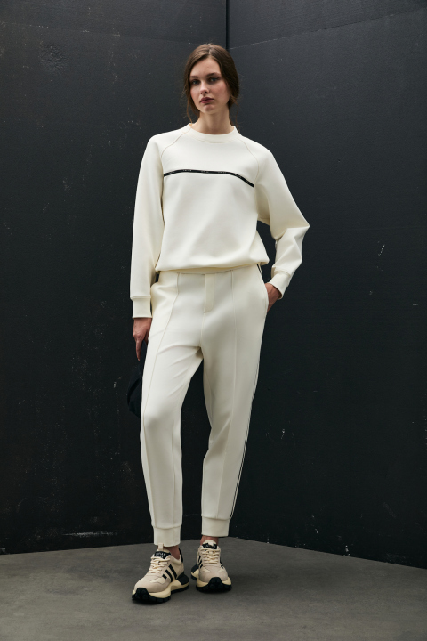 Cessıca Knitted Women's Sweatpants Off White - LUFIAN