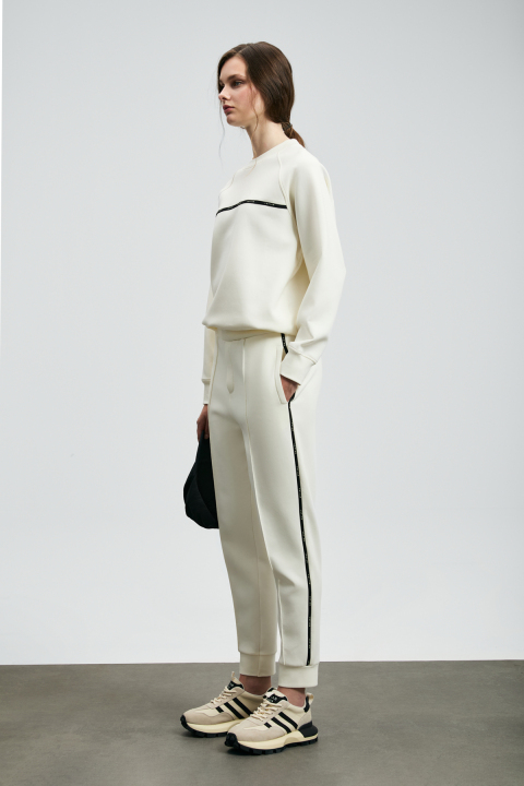 Cessıca Knitted Women's Sweatpants Off White - LUFIAN