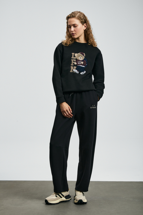 Dıamond Women's Knitted Sweatshirt Black - LUFIAN