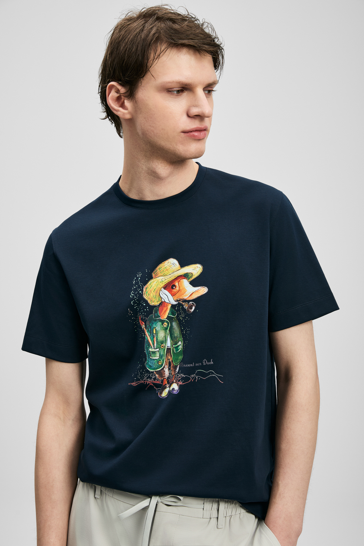 Duck Modern Graphic T-Shirt Navy Blue - LUFIAN